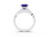 Platinum Round Cut Tanzanite  Halo Twist Band Solitaire Prong Setting Ring_15