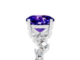 Platinum Round Cut Tanzanite Scattered Round Accent Ring with Prong Setting_88