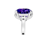 Platinum Round Cut Tanzanite Solitaire Ring with Flower Prong Setting and Classic Band_5