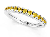 Platinum Round Cut Yellow Sapphire Pavé Set Thin Band_13