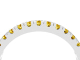 Platinum Round Cut Yellow Sapphire Pavé Set Thin Band_16