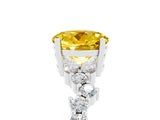 Platinum Round Cut Yellow Sapphire Scattered Round Accent Ring with Prong Setting_89