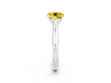 Platinum Round Cut Yellow Sapphire Solitaire Engagement Ring with Cathedral Setting and Four-Prong Mount_14