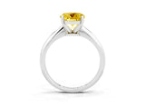 Platinum Round Cut Yellow Sapphire Solitaire Engagement Ring with Classic Band and Four-Prong Setting_27