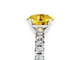 Platinum Round Cut Yellow Sapphire Solitaire Pavé Engagement Ring with Round Band and Prong Setting_96