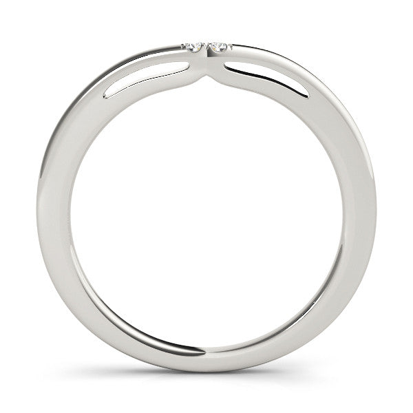 White gold Round Diamond Bypass Solitaire Band with Bezel Setting