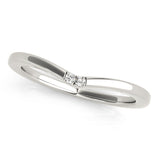 14K White Gold Round Diamond Bypass Solitaire Band with Bezel Setting