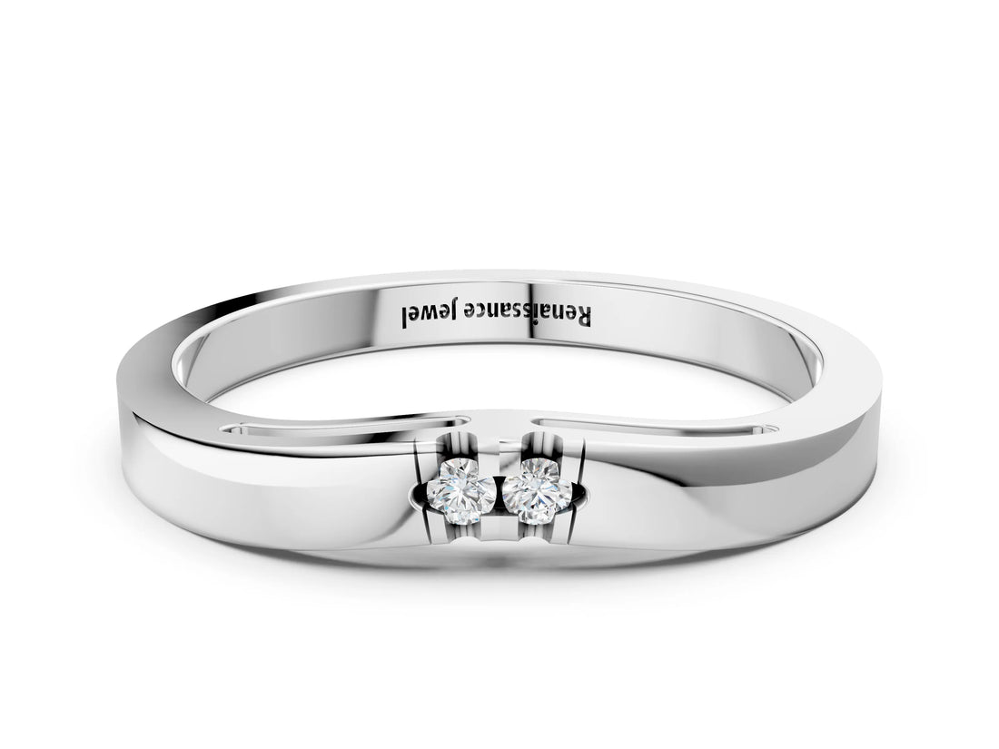 Platinum Round Diamond Bypass Solitaire Band with Bezel Setting_8