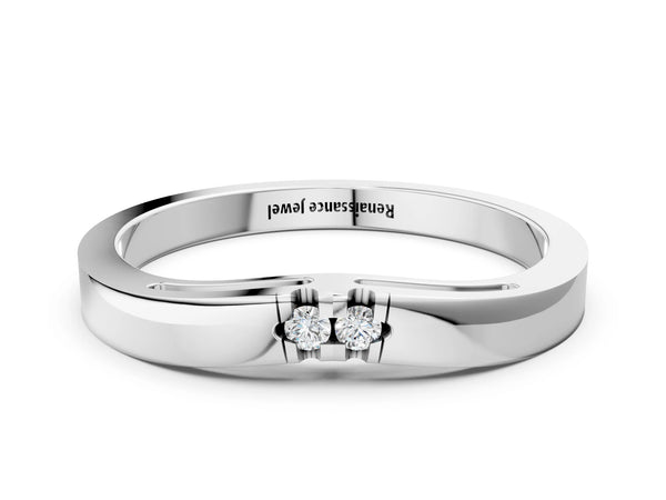 Platinum Round Diamond Bypass Solitaire Band with Bezel Setting