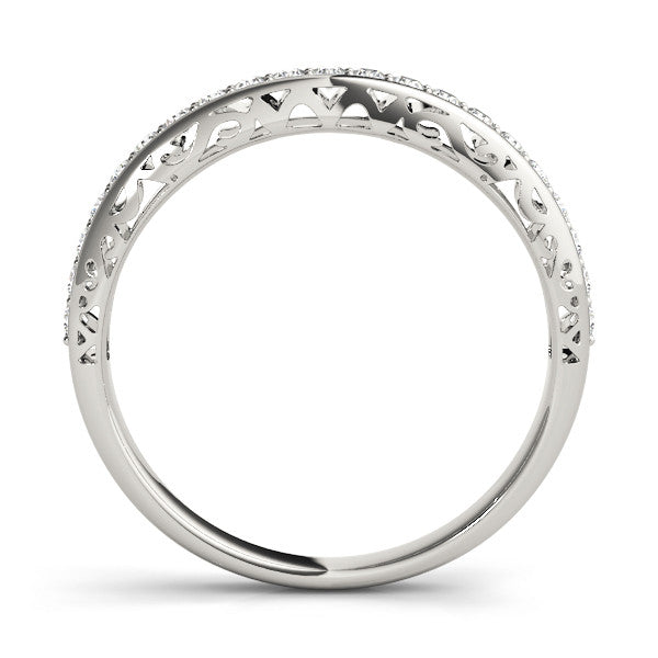 Platinum Round Diamond Channel Set Eternity Band with Filigree Detailing 1