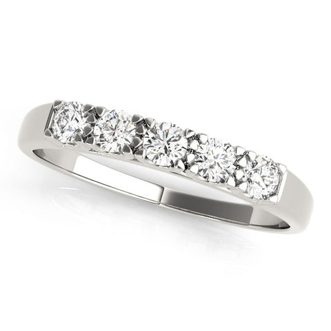 Platinum Round Diamond Channel Set Half Eternity Band with Shared Prong Setting