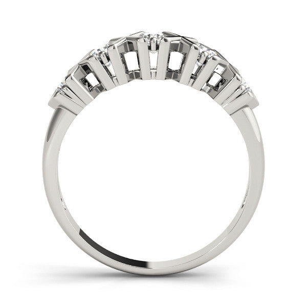 Platinum Round Diamond Channel Set X-Prong Band 1