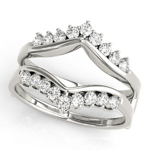 Platinum Round Diamond Chevron Contour Band with Prong Setting