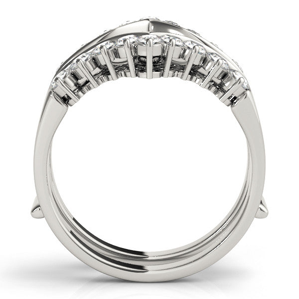 White gold Round Diamond Chevron Eternity Band with Prong Setting