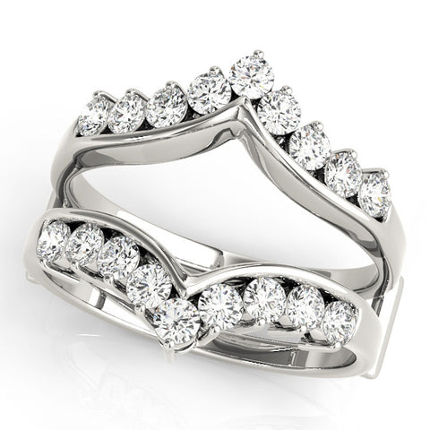 Platinum Round Diamond Chevron Eternity Band with Prong Setting