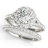 Platinum Round Diamond Cluster Halo Ring with Pavé Band 2