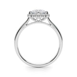 Platinum Round Diamond Cluster Halo Ring with Plain Band and Four-Prong Setting 2
