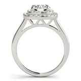 Platinum Round Diamond Double Halo Ring with Four-Prong Setting and Pavé Band 2