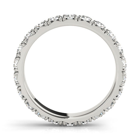 Platinum Round Diamond Eternity Band with Pavé Setting and Shared Prong
