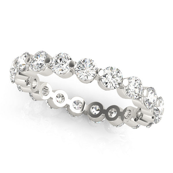 Platinum Round Diamond Eternity Band with Scalloped Prong Setting