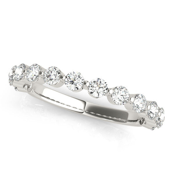 10K White Gold Round Diamond Eternity Band with Shared Prong Setting