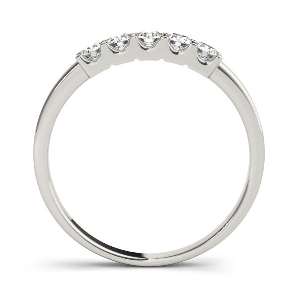 White gold Round Diamond Five-Stone Ring with Prong Setting and Classic Band