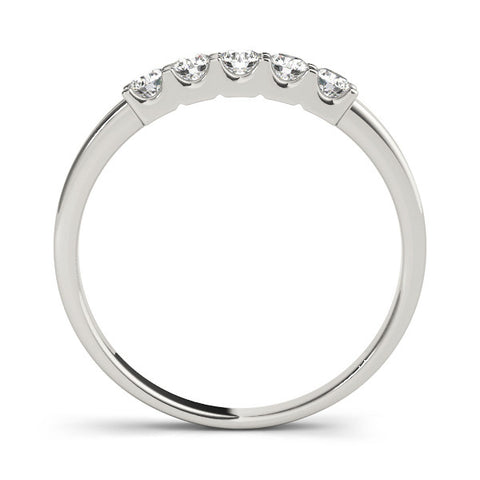 Platinum Round Diamond Five-Stone Prong Set White Gold Band 1
