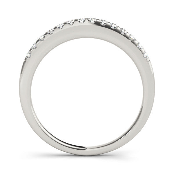 Platinum Round Diamond Half Eternity Band with Pavé Setting and Shared Prong 1