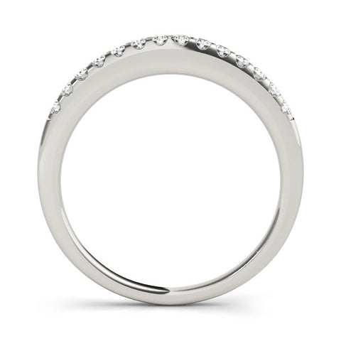 Platinum Round Diamond Half Eternity Band with Pavé Setting and Shared Prong 1