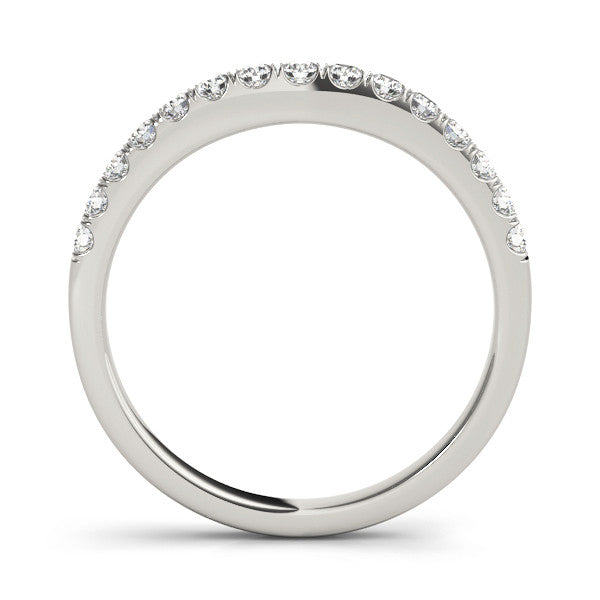 Platinum Round Diamond Half Eternity Band with Pavé Setting