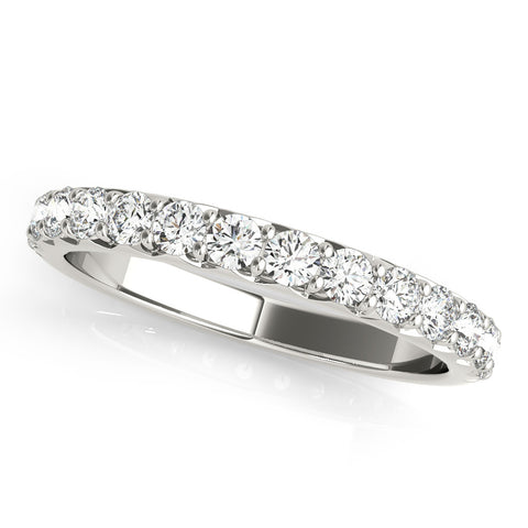 Platinum Round Diamond Half Eternity Band with Prong Setting