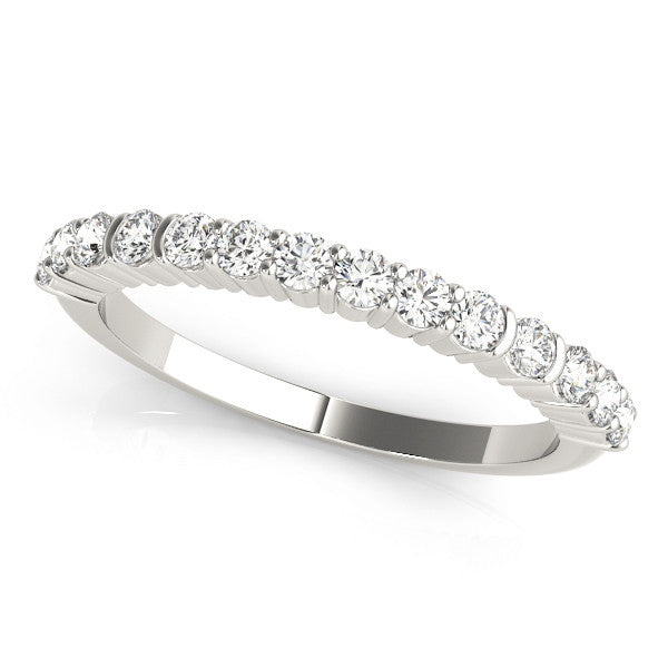 White gold Round Diamond Half Eternity Band with Shared Prong Setting