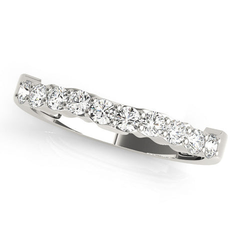 Platinum Round Diamond Half-Eternity Band with U-Prong Setting