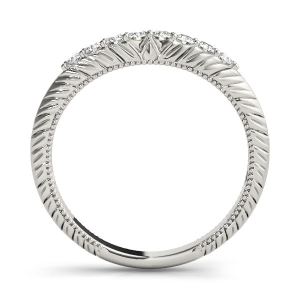 Platinum Round Diamond Half Eternity Milgrain Pave Band 1