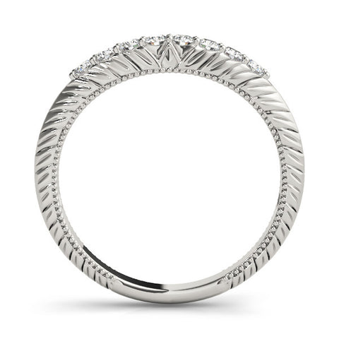 Platinum Round Diamond Half Eternity Milgrain Pave Band 1