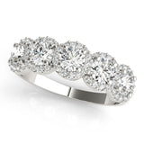 Platinum Round Diamond Halo Five-Stone Prong Set Band 1
