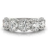 Platinum Round Diamond Halo Five-Stone Prong Set Band 2