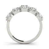 Platinum Round Diamond Halo Five-Stone Prong Set Band