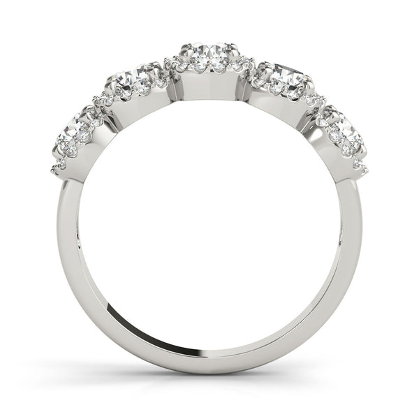 White gold Round Diamond Halo Five-Stone Prong Set Band