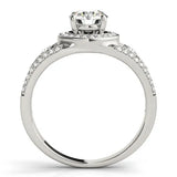 Platinum Round Diamond Halo Ring with Split Shank and Bezel Accents and Four-Prong Setting 2