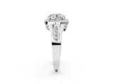 Platinum Round Diamond Halo Ring with Split Shank and Bezel Accents and Prong Setting_28