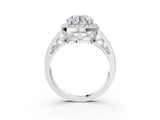 Platinum Round Diamond Halo Ring with Split Shank and Bezel Accents and Prong Setting_29