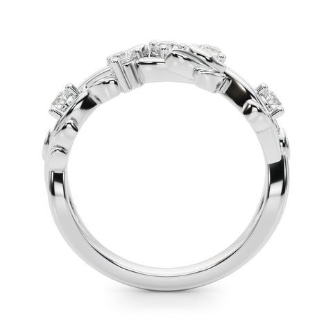 Platinum Round Diamond Leaf Motif Band with Prong Setting 1