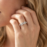 Platinum Round Diamond Leaf Motif Band with Prong Setting