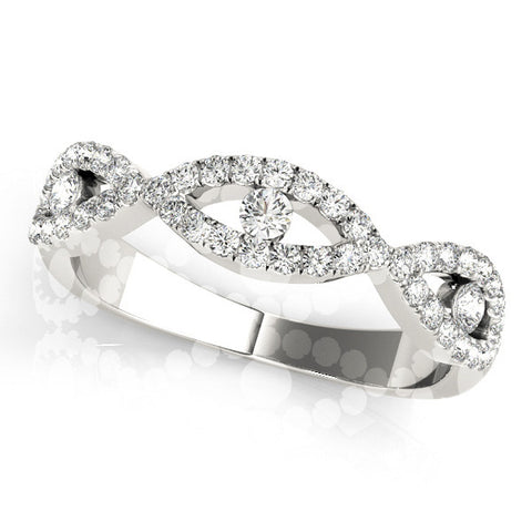 Platinum Round Diamond Marquise Halo Twist Band with Pavé Setting 1