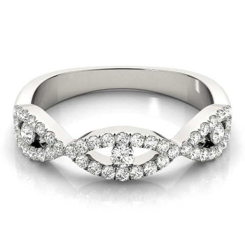 Platinum Round Diamond Marquise Halo Twist Band with Pavé Setting 2