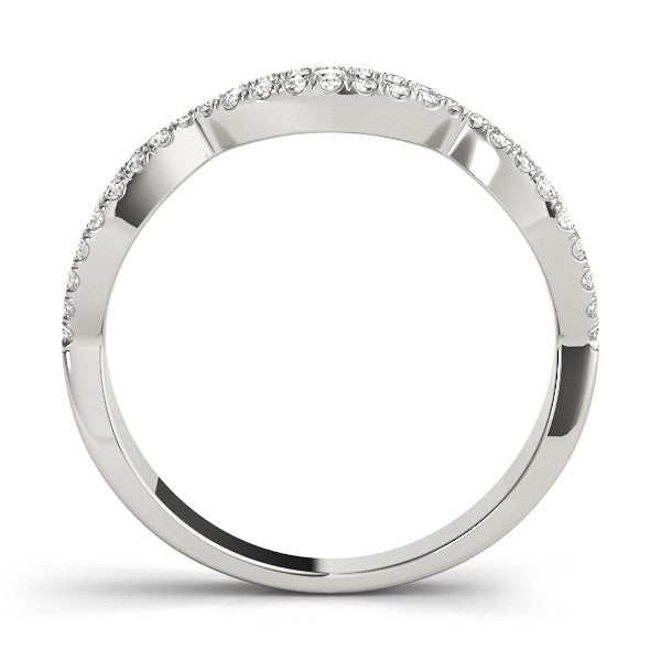 Platinum Round Diamond Marquise Halo Twist Band with Pavé Setting