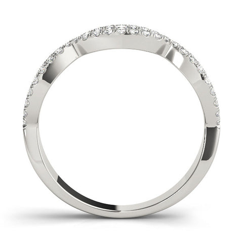 Platinum Round Diamond Marquise Halo Twist Band with Pavé Setting