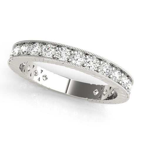 Platinum Round Diamond Milgrain Channel Set Eternity Band