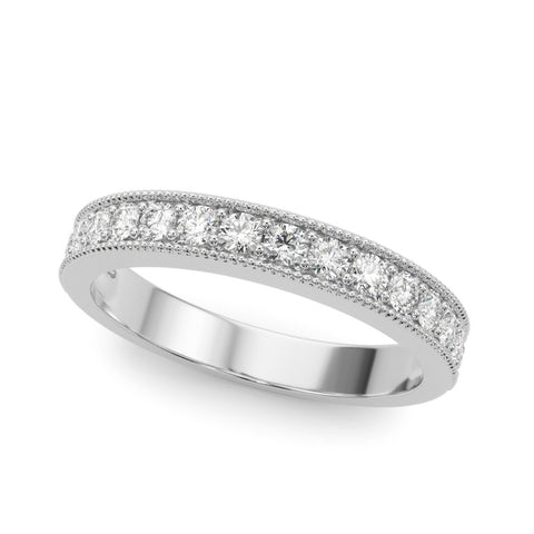 Platinum Round Diamond Milgrain Pavé Eternity Band